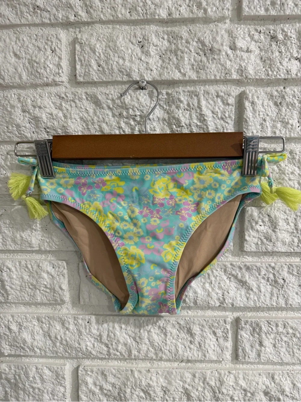 Shade Critters Crochet Floral Two-Piece Swim Set with Yellow Tassel Accents